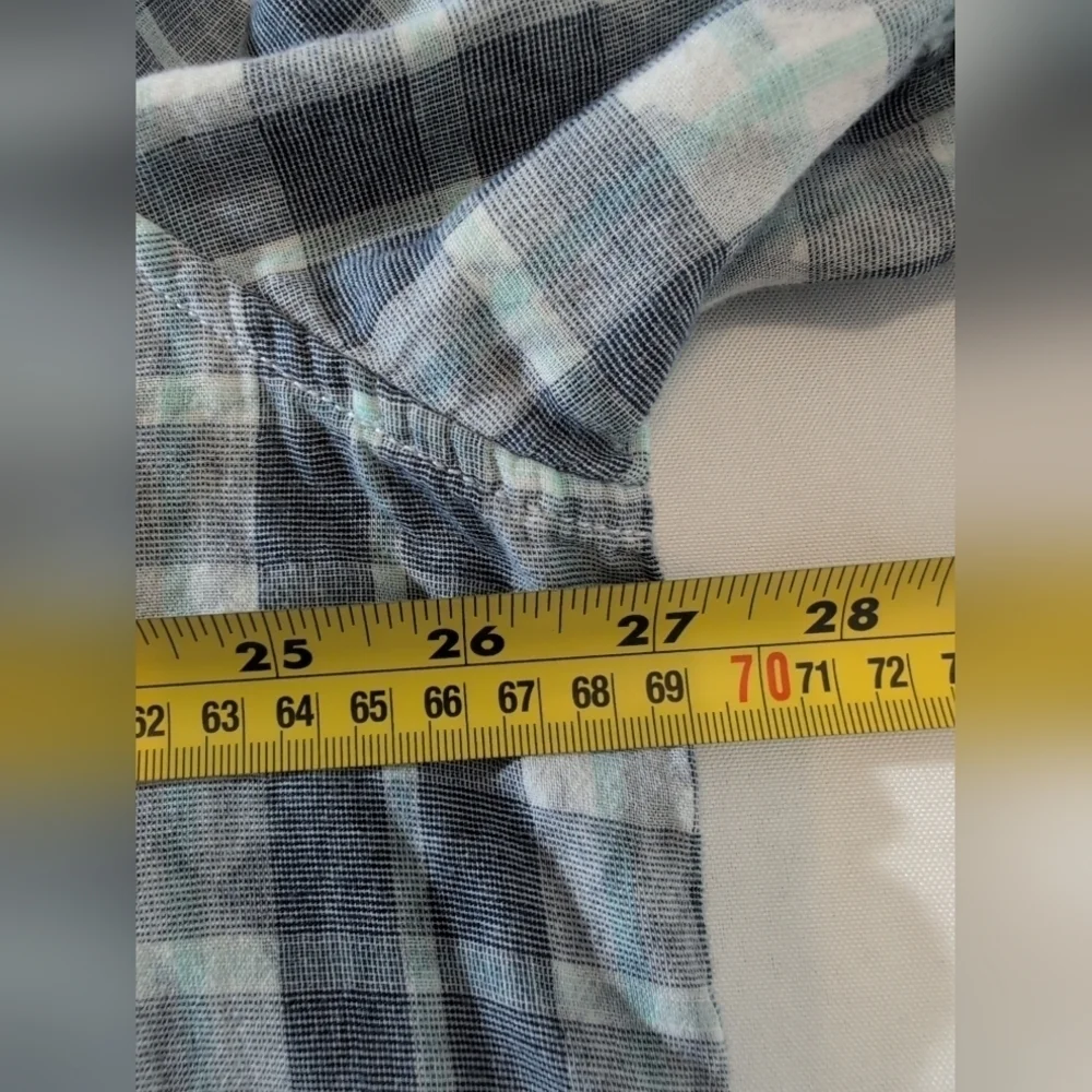 Tommy Bahama Blue Faint Hibiscus & Plaid Check Button Down Shirt Size XXL
